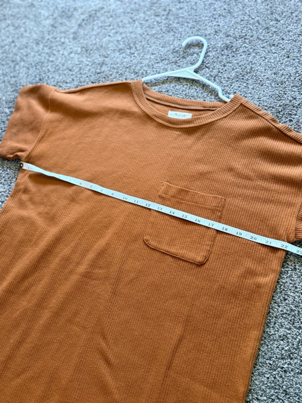 Madewell Ribbed Pocket Tee Dress Medium Rust Brown Short Sleeve Shift Dress - Picture 7 of 8